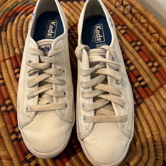 Platform White Leather Keds - Picture 3 of 5